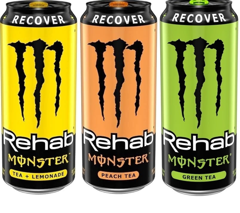 Monster Rehab Variety Pack 15 ounce (Pack of 12) + Stinger Energy Chews (Assorted)