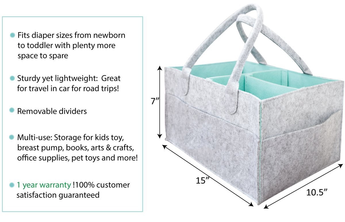 Craft Organizer Portable Car Travel Tote Bag Diaper Organizer Bin for Changing Table Large Baby Diaper Caddy Organizer with Shoulder Strap Baby Shower Gift Basket Nursery Organizer 