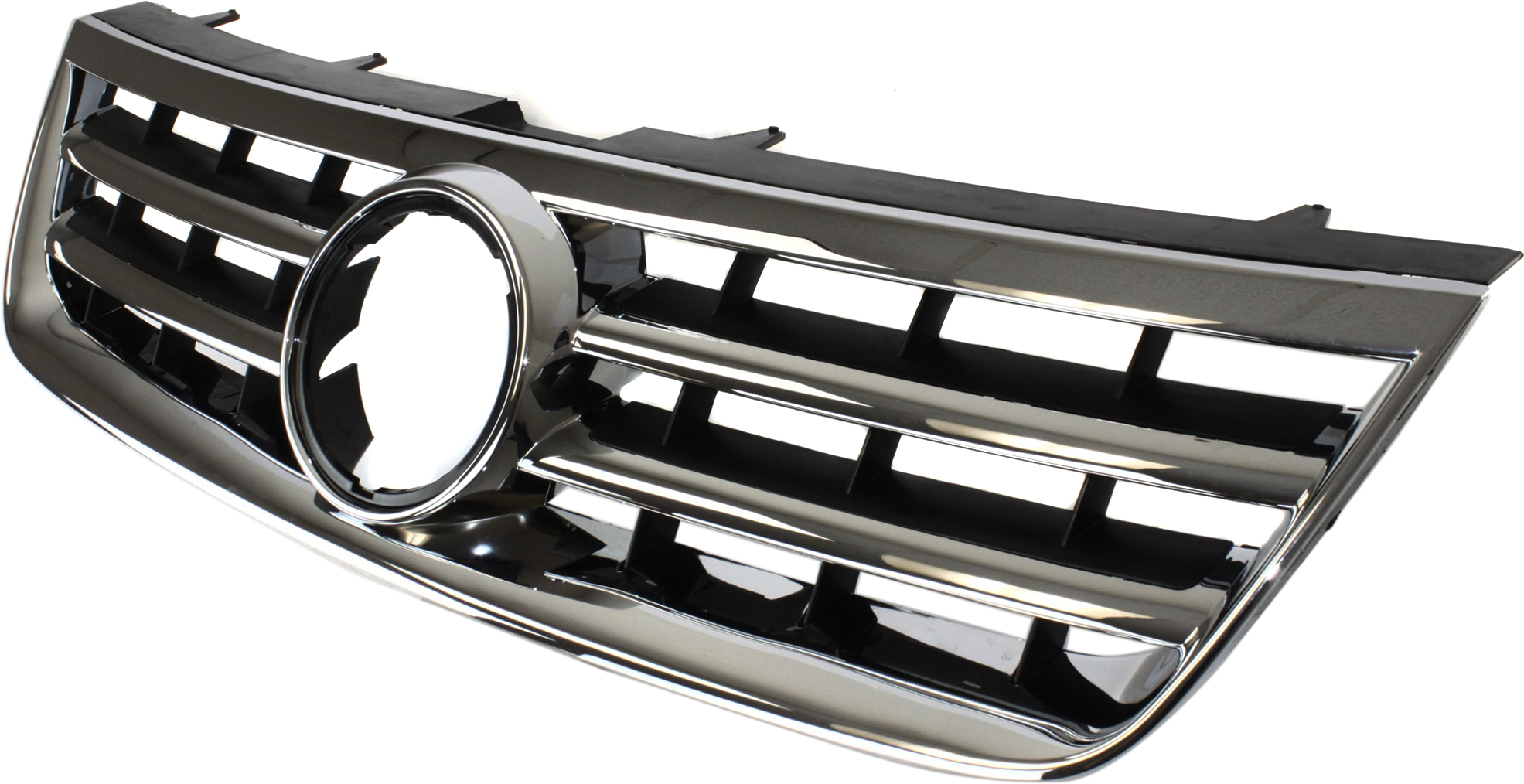 Grille Assembly Compatible With 2004-2007 Volkswagen Touareg Chrome Shell with Textured Black Insert