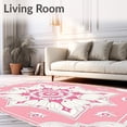thumbnail image 2 of ODIKA 6'x9' Machine Washable Non-Slip Area Rug, Burst Hallway with Symmetrical Petal Design High Traffic Rug with Pad, Pink, 483080, 2 of 8