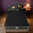 thumbnail image 4 of Homewish Moon Phase Print Zipper Full Size Comforter Sets with Fitted Sheet and 2 Pillowcases, Puprle Blue Floral Zipper Bedding Set, Black Reversible, 4 of 7