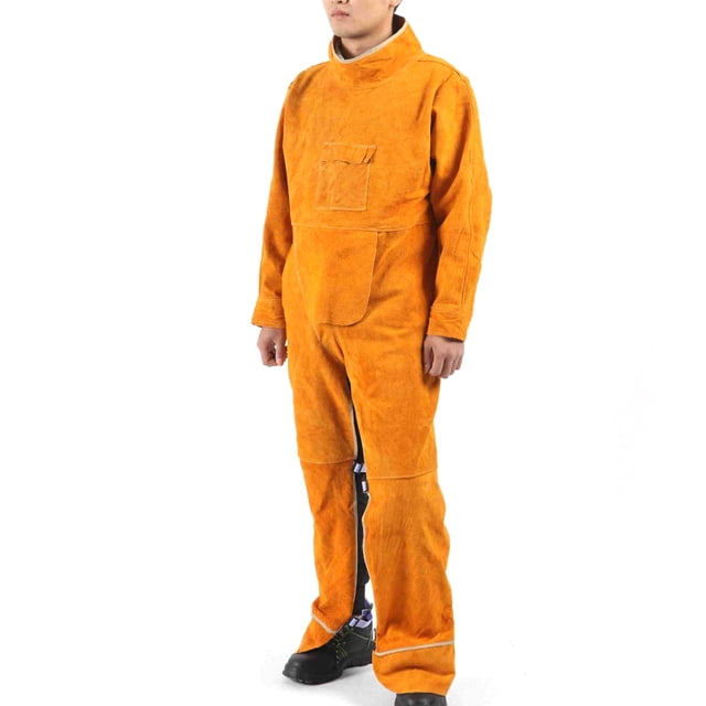 Delantal de soldadura amarillo Delantal de soldadura resistente al calor multiusos de cobertura completa de tamaño F