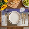 thumbnail image 4 of Purple Brown Placemats Set of 4, Blue White Paint Mottled Painting Texture Placemats for Dining Table, Place Mats for Kitchen Tabletop, Waterproof Wipeable Dining Table Mats Set, 4 of 9