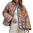 thumbnail image 2 of Ounisa Womens Floral Quilted Jackets Lightweight Cropped Button Down Padded Puffer Jacket Winter Warm Coats, 2 of 8