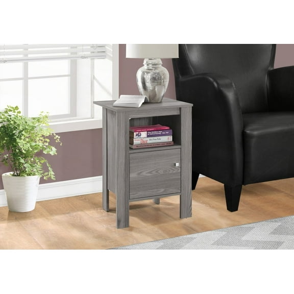 Accent Table, Side, End, Nightstand, Lamp, Storage - Grey Laminate for Living Room & Bedroom