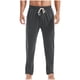 thumbnail image 1 of Pantalones largos para hombre, deportivos, informales, lisos, con cintura elástica y cordón ajustable, de pierna ancha, rectos y cilíndricos, de poliéster., 1 of 4