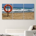thumbnail image 2 of wall26 Canvas Print Wall Art Set Lifeguard Buoy on Sandy Beach Shoreline Ocean Nature Photography Realism Nautical Scenic Colorful Multicolor Ultra for Living Room, Bedroom, Office - 24"x36&quot, 2 of 5