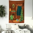 thumbnail image 3 of Fireplace Tapestry, Merry Christmas Themed Cartoon Design Room with Log Fire Tree and Presents, Wall Hanging for Bedroom Living Room Dorm Decor, 60W X 80L Inches, Multicolor, by Ambesonne, 3 of 5