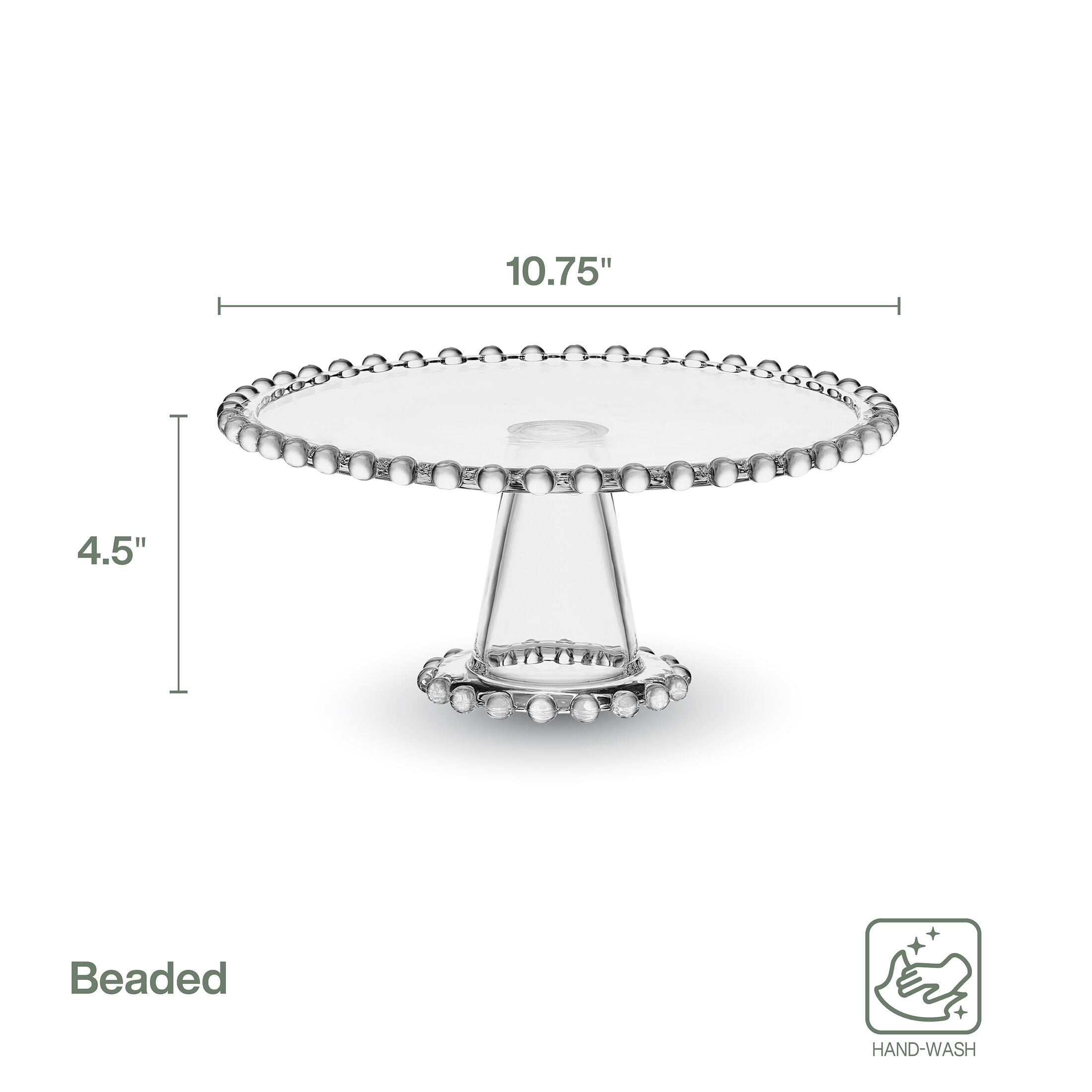 Fitz and Floyd Beaded 10.75 in Clear Glass Cake Stand