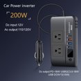 thumbnail image 2 of CHUANK 200W Car Power Inverter (Black)  DC 12V to 110V AC Car Inverter  3 USB 1 Type-C Ports Charger Adapter Car Plug Converter with Switch and Current LED Screen  Suitable for Cars  SUVs, 2 of 7
