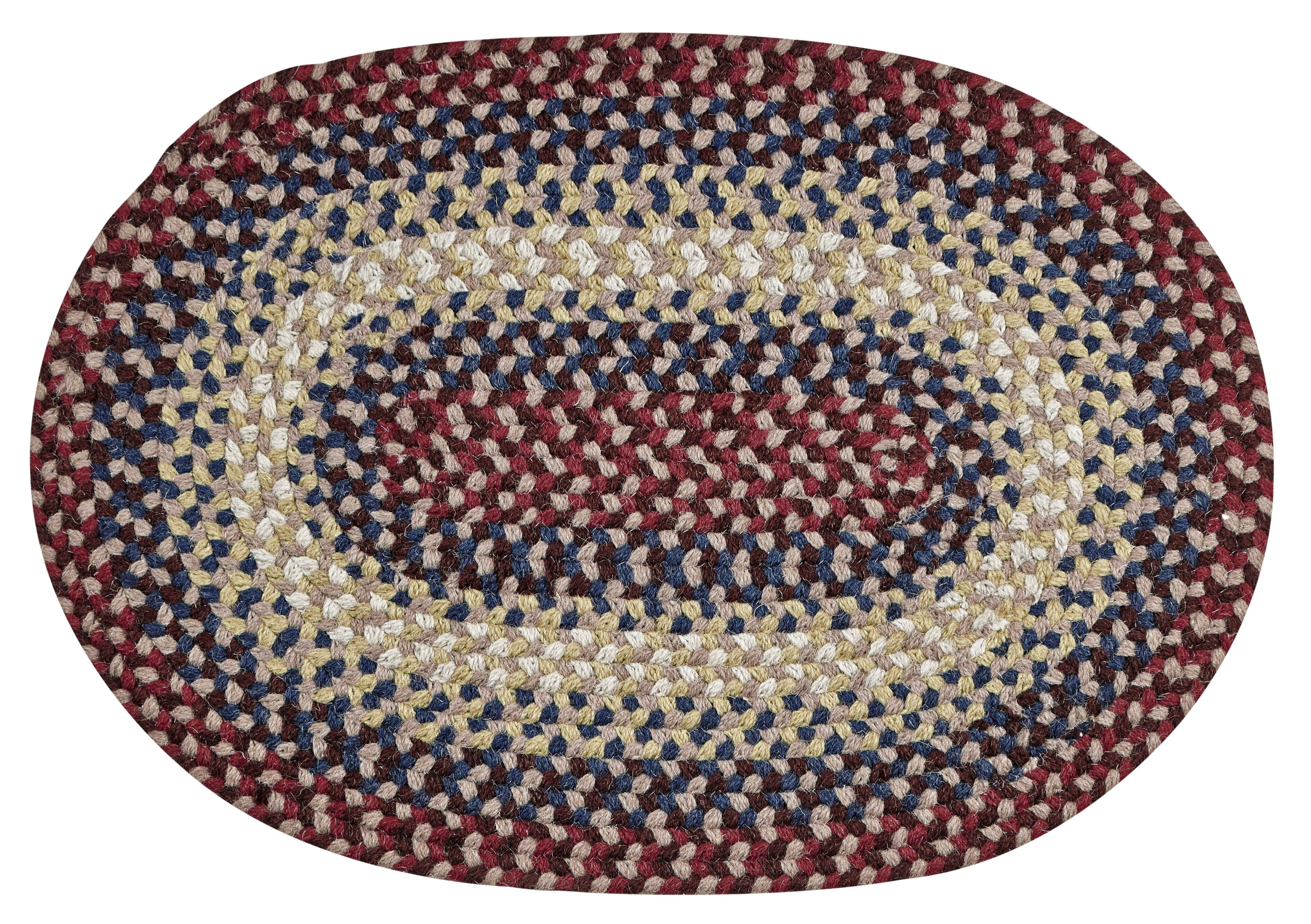 Better Trends Oval Braided Rug 27"x 48" 100% Wool Mat for Indoor Use, Area Rug for Bedroom Woodbridge Collection - (Cranberry)