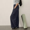 thumbnail image 7 of Qulqfy Women's Work Pants Baggy Cargo Blue Pants Wide Leg Casual High Waisted Pants for Women, 7 of 7