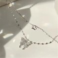 thumbnail image 6 of SIEYIO Fashionable Butterfly Necklace Chic Butterfly Pendant Necklace Double Layer Chain for Parties and Celebrations, 6 of 8