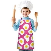 Funny Kids Aprons for Girls Boys Fried Egg Food Toddler Aprons for Cooking Baking Painting Crafting Art Gardening Little Helper Children Aprons with Adjustable Strap and Pockets