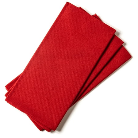 Singular Paper Napkins - Linen-Like Dinner Napkins - Everyday Table Napkins - 15.75" x 15.75" (50 Count Red)