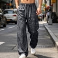 thumbnail image 2 of Mens Casual Pants Spring Summer Print Loose Fit Wide Leg Sweatpants Drawstring Elastic Waist Straight Casual Trousers Outdoor Athletic Casual Outfits, 2 of 9