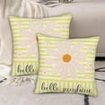 thumbnail image 4 of Hello Sunshine Pillow Covers 18 x 18 Inch Set of 2, Daisy Flower Spring Outdoor Farmhouse Stripes Throw Pillows, Spring Summer Decorations Cushion Case for Couch Living Room Bedroom, Yellow, 4 of 5