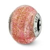 Reflection Beads QRS2562 Sterling Silver Italian Pink with Gold Glitter Glass Bead, Polished