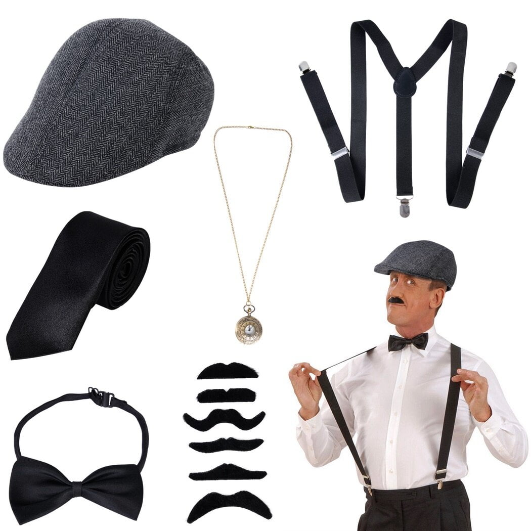 Disfraz De Chófer Para Adultos – Sombrero, Gafas, Corbata Y Guantes – Estilo Años 80 – Talla única