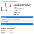 thumbnail image 2 of Front Window Regulator Set 2 Piece - Compatible with 2002 - 2005 Mini Cooper 2003 2004, 2 of 2