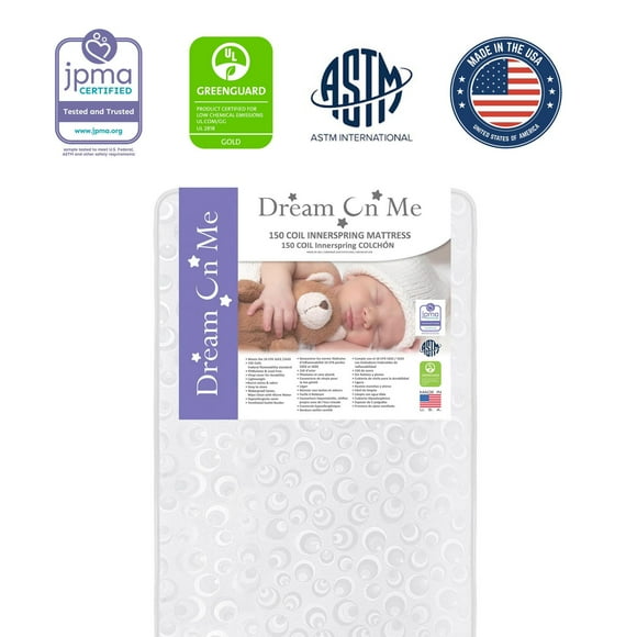 Dream On Me, Juniper 150 Ultra Coil Inner Spring Standard Crib & Toddler Bed Mattress In White