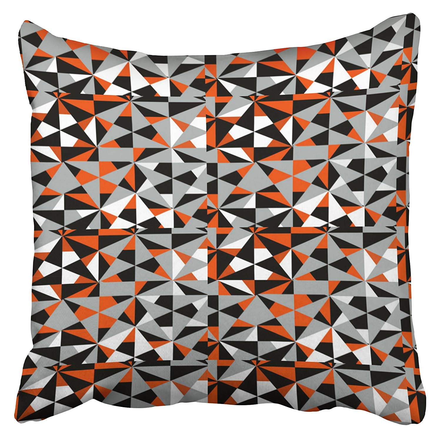 ARTJIA Geometric Bold Retro Funky Orange Grey Black White Accent Pillowcase Cushion Cover 20x20