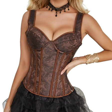 

Moxiu Clearance Womens Steel Boned Vest Fashion 2023 Retro Goth Steampunk Corset Plus Size Lace up Lingerie Corsets Push up Waist Training Victorian Pirate Medieval Bodice