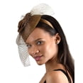 thumbnail image 3 of C.C Women's Elegant Cocktail Fashion Mesh Sinamay Fascinator Headband, 28001 Pecan, 3 of 3