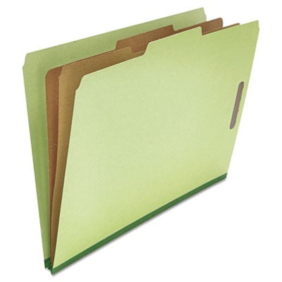 Six--Section Pressboard Classification Folders, 2 Dividers, Legal Size, Green, 10/Box