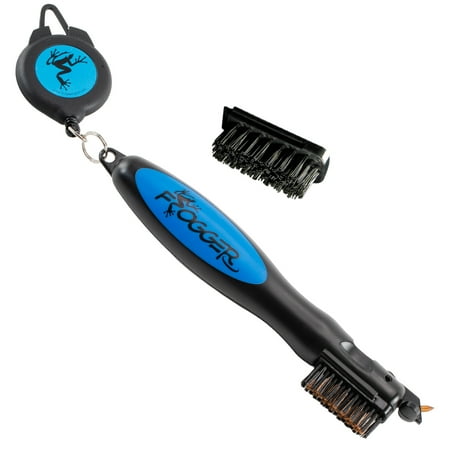 UPC: 0893857001043 | Frogger Golf BrushPro Retractable Dual-Bristle Club Brush/Groove Cleaner (Blue)