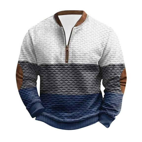 guisaled Mens Sweatshirt Vintage Ethnic Knit Print Half Zip Sweatshirts Long Sleeve Crewneck Fall Winter Casual Pullover Tops 2024 Christmas Gift