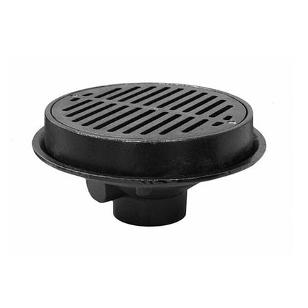 

4 No Hub Heavy Duty Cast Iron Floor Drain with 10-1/2 Pan and 9 Cast Iron Gra