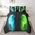 thumbnail image 2 of Feelyou Blue Green Lightning Twin Bedding Sets 7pcs, Splash Watercolor Comforter Set, 2 of 8