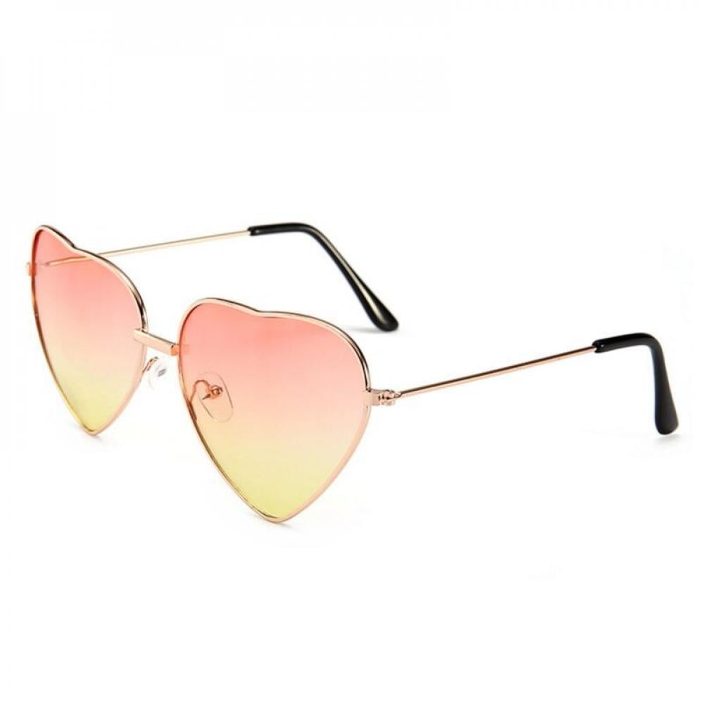 Heart Shape Sunglasses Thin Metal Frame Popular Love Shades 
