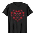 thumbnail image 4 of T-shirts à Col Rond pour Femmes Manches Courtes Mode Imprimé Cœur T-Shirt Ample Léger Confortable Doux Chandail Tenues Noir m, 4 of 4