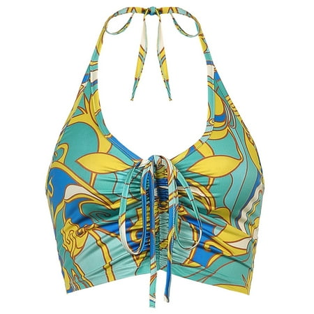 

Là Vestmon Sexy Halterneck Vest Water Ripple Drawstring Suspender Top