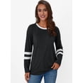 thumbnail image 2 of Womens Long Sleeve Shirts Color Block Casual Crewneck Tops Tshirt Basic Tee Fall Fashion Clothes Trendy Outfits Black XL, 2 of 6