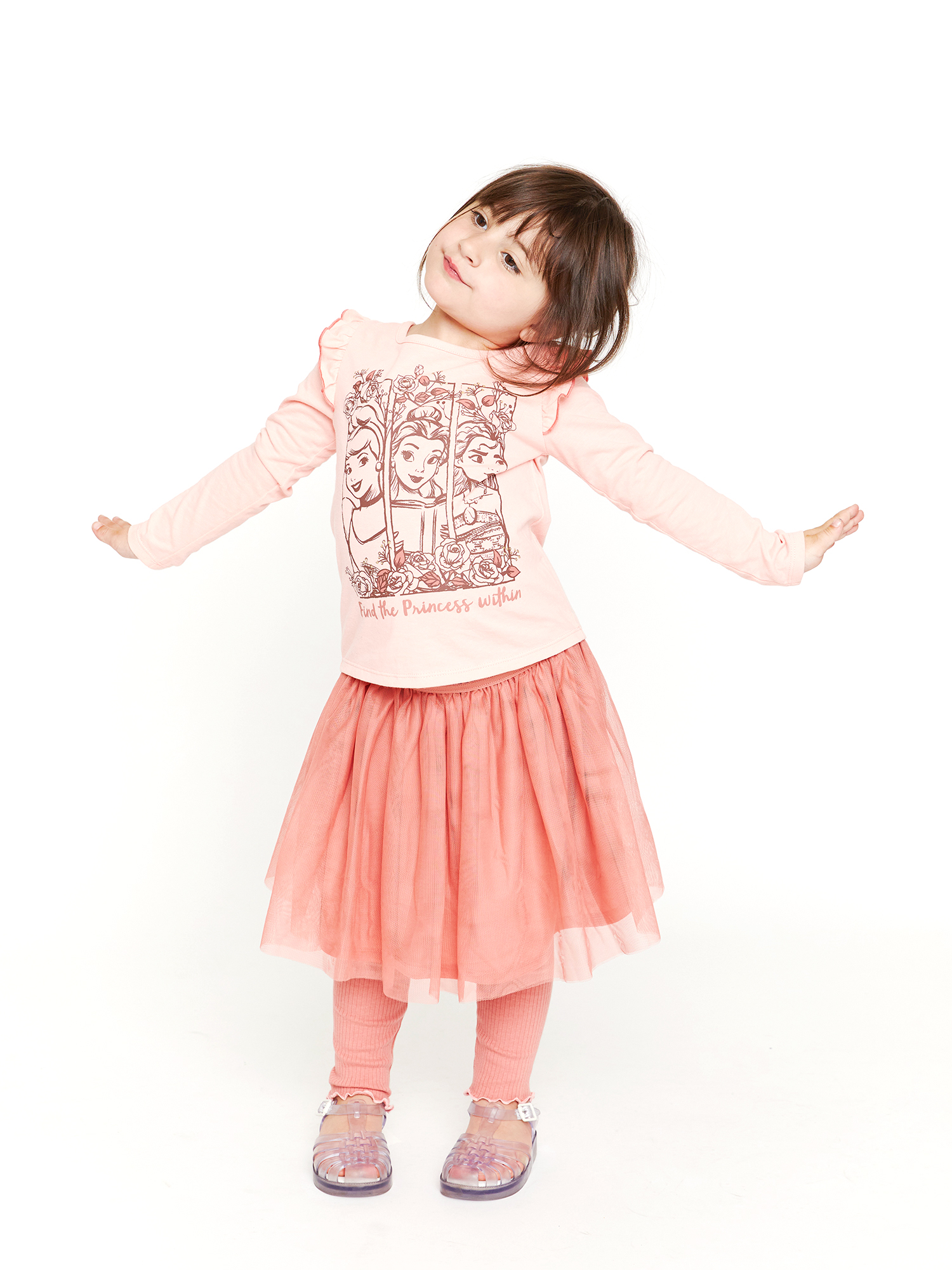 Disney Princesses Baby and Toddler Girls Long Sleeve Top, Skirt, Leggings and Scrunchie Set, 4-Piece, Sizes 12M-5T