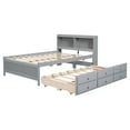 thumbnail image 6 of Wood Platform Bed with built-in USB ,Type-C Ports, LED light, Bookcase Headboard, Trundle and 3 Storage Drawers, Bed Frame Storage Bed w/ Wooden Slats for Boy Girl, 6 of 9
