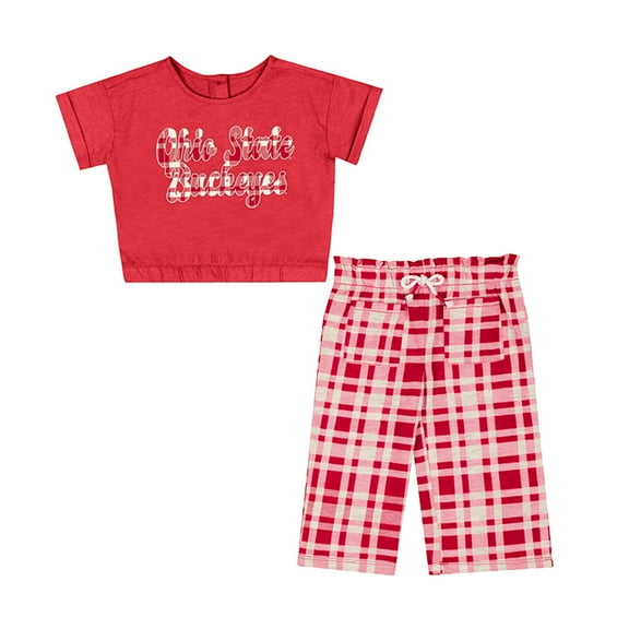 Girls Infant Colosseum Scarlet Ohio State Buckeyes Sky Castle Two-Piece T-Shirt and Pants Set