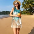 thumbnail image 3 of Xecao Robe d'Été Vague Océan pour Femmes Robe Décontractée de Plage Sans Manches avec Poches, 3 of 7