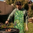 thumbnail image 4 of Green Pioneer Flower and Paisley Pattern Apron-Garden Aprons for Women with Pockets-Cotton Linen Waterproof Kitchen Cooking Gardening Aprons Adjustable for Kitchen,Cooking,BBQ and Salon 33x27 Inch, 4 of 7