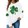 thumbnail image 2 of YABCSAZ St Patricks Day Sweatshirts for Women Irish T-Shirt Long Sleeve Sequin Shamrock Clover Printed Irish Pullover Casual Loose Oversize Charms Shirts Blouse Paddy's Day Great Parade Tops, 2 of 5