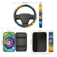 thumbnail image 3 of KUIFORTI Colorful Butterfly Car Seat Covers Full Set of 8 Includes Front and Back Seat Cover with Steering Wheel Protector Center Console Armrest Pad Seat Belt Pads Universal Fit Auto Truck Van SUV, 3 of 5