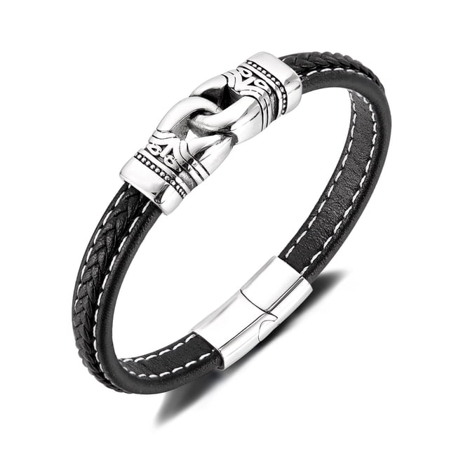 Pulsera de acero inoxidable con eslabones para hombre de 20,9 cm de longitud