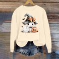 thumbnail image 4 of HomeDM Halloween Long Sleeve Sweatshirts Pumpkin Graphic Pullover Tops Crew Neck Cute Ghost, 4 of 6