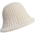 thumbnail image 4 of CoCopeaunts Bucket Hat for Women Lamb Plush Fisherman Hat Fashion Solid Color Pleated Bucket Caps Literary Leisure Big Brim, 4 of 8