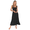 Black, variant on EASYBRAUS Women Summer Elegant French Style Slit Midi Dress High Waist Belted A Line Sundress S-XL
