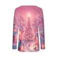 thumbnail image 6 of asdoklhq Christmas Womens Shirts Fashionable Women's Christmas Printed Long Sleeved Round Neck Button Up Shirt Top Red 2X, 6 of 6