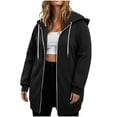 thumbnail image 2 of Women Long Zip Up Hoodie Sevevn Oversized Soft Fleece Casual Hooded Jacket Multiple Colors L-XXXXL Daily Wear, 2 of 7